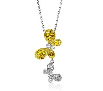 Yellow and White Sapphire Butterfly Pendant Yellow and White Sapphire Butterfly Pendant