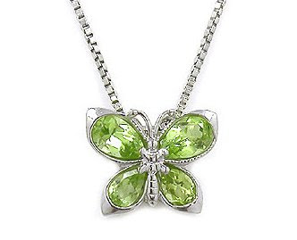 Sterling Silver Peridot Gemstone Butterfly pendant Sterling Silver Peridot Gemstone Butterfly pendant