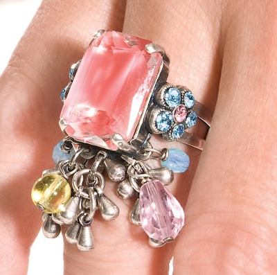 Emerald Cut Pink Ring with Swarovski Crystals Emerald Cut Pink Ring with Swarovski Crystals
