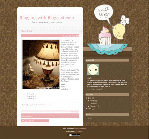 Sweet blog Blogger Template