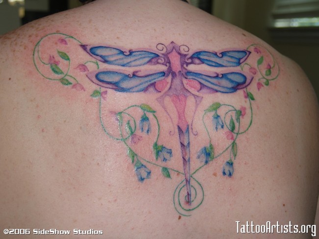 Dragonfly tattoos are symbolic of independence, freedom and beauty.
