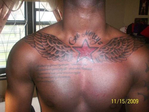Tattoo On Middle Back. and wing ack upper tattoo