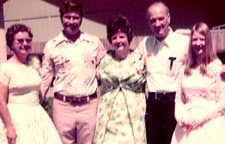 photo of Mom, Tom, Carol, Daddy, and me at Carol's wedding