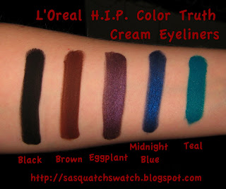 L'Oreal L%27Oreal+HIP+Color+Truth+Cream+Eyeliners+Swatch+Pic