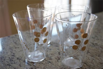 Etched glasses with gold designs
