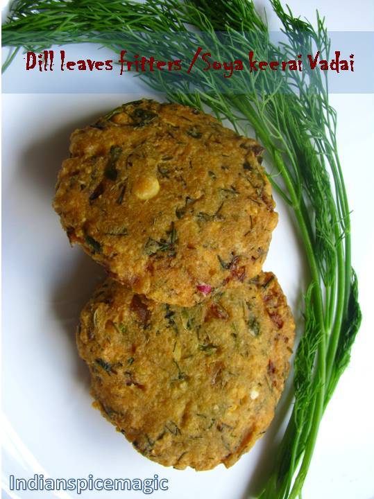 IndianSpiceMagic Soya (Dill Leaves) Fritters / Soya Keerai Vadai