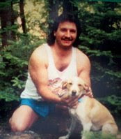 My husband Mike with the best dog we ever had, Amber Lynn