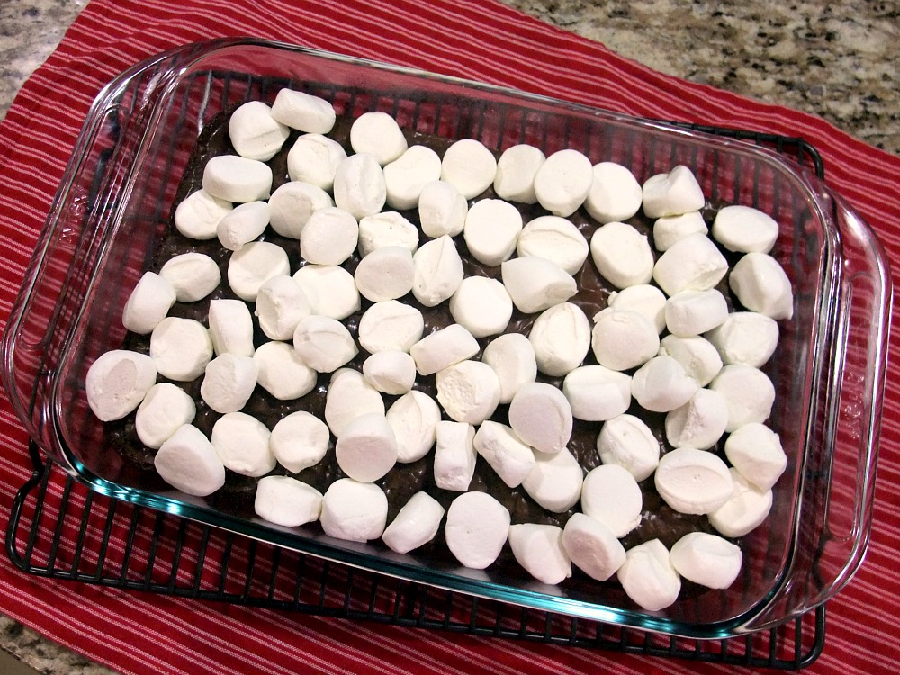 Aunt Peg's Recipe Box Marshmallow Layer Brownies