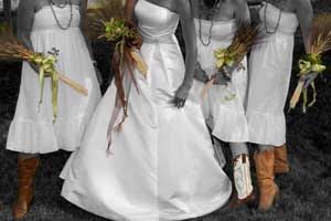 Backyard Country Wedding Ellensburg Wedding Photo of bridesmaid's cowboy boots
