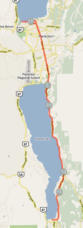 Ironman Canada Run Course Map. Two out and back loops along Lake Skaha