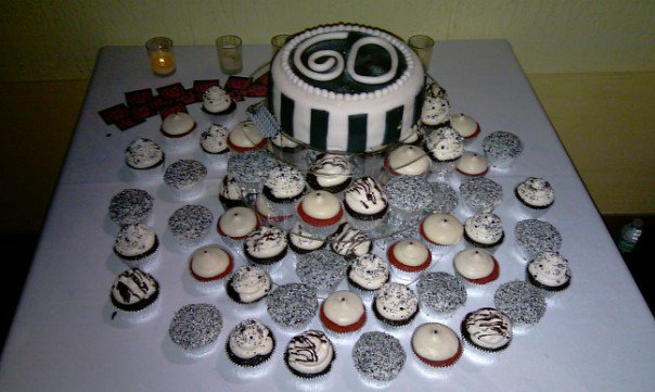 CONTENTI CUPCAKES 60th Birthday Cake and Cupcakes