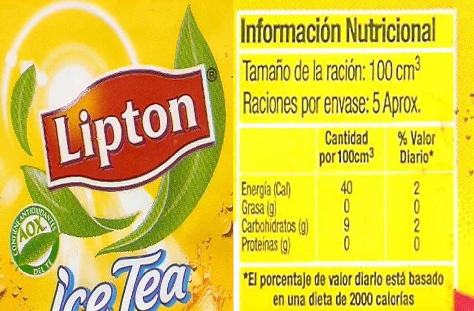 INFORMACIÓN NUTRICIONAL PH LIPTON ICE TEA