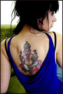 Sexy Girl with Ganesha Tattoo idea On The Back Body