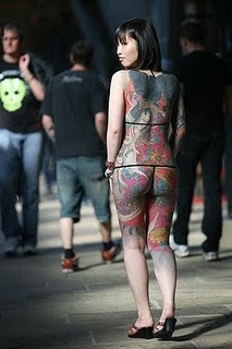 Sexy girl full back tattoos idea picture in public