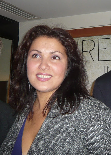 Anna Netrebko at the stage door of the Opera Bastille after the premiere of