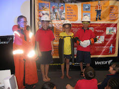 Demi and Chris-Jan trying on safety clothing.