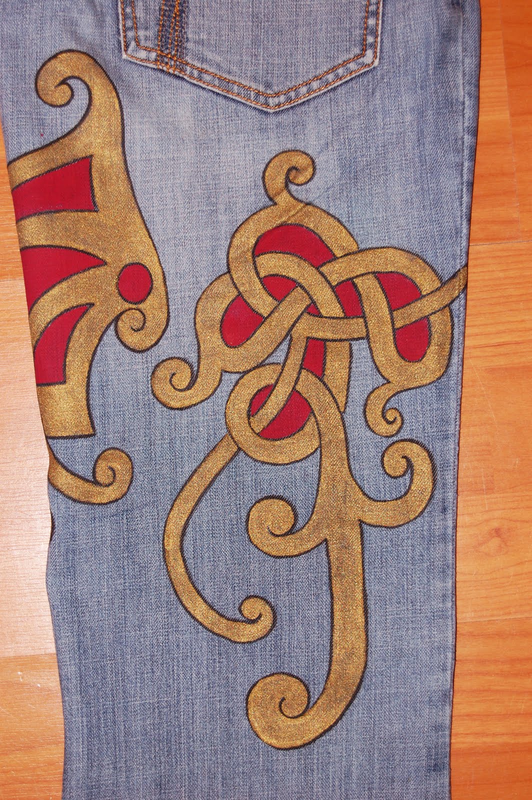 Painted Clothing Painted jeans( acrylic colours for fabric,markers for