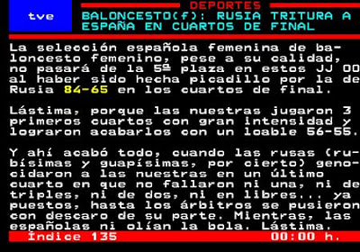 Captura de pantalla de una noticia del Teletexto de TVE - 20/08/2008
