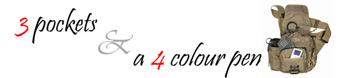 3 pockets & a 4 colour pen