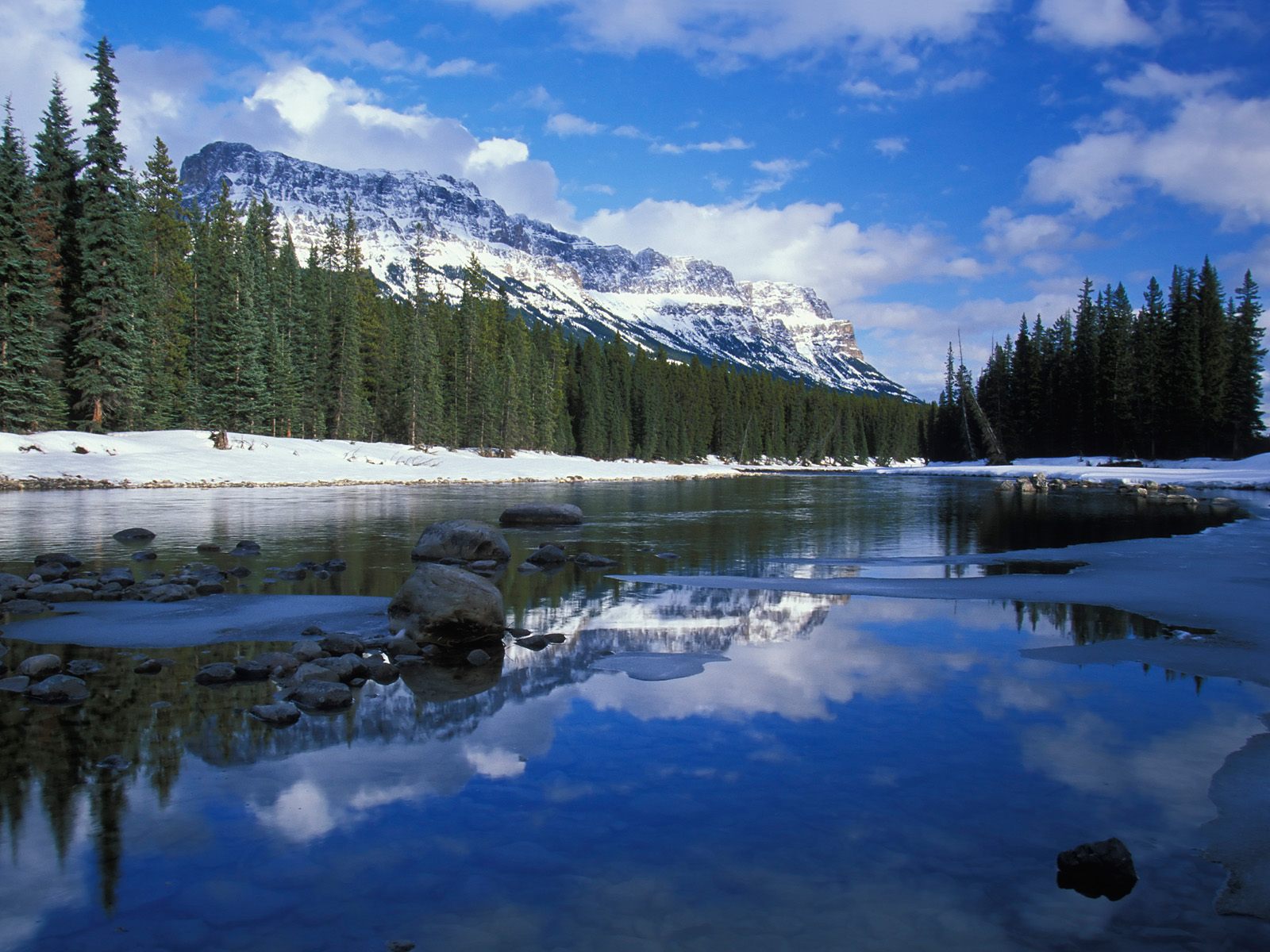 Bow River And Castle Mountain wallpaper Bow River And Castle Mountain wallpaper