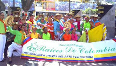 DESDE AMBATO-ECUADOR RAICES DE COLOMBIA SE UNIÓ CON SU FOLKLORE A LA MANIFESTACIÓN DEL 4 DE FEBRERO