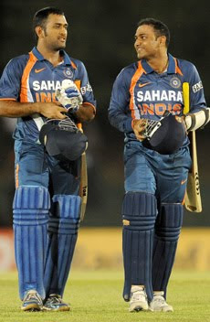 Dhoni and veeru after the match
