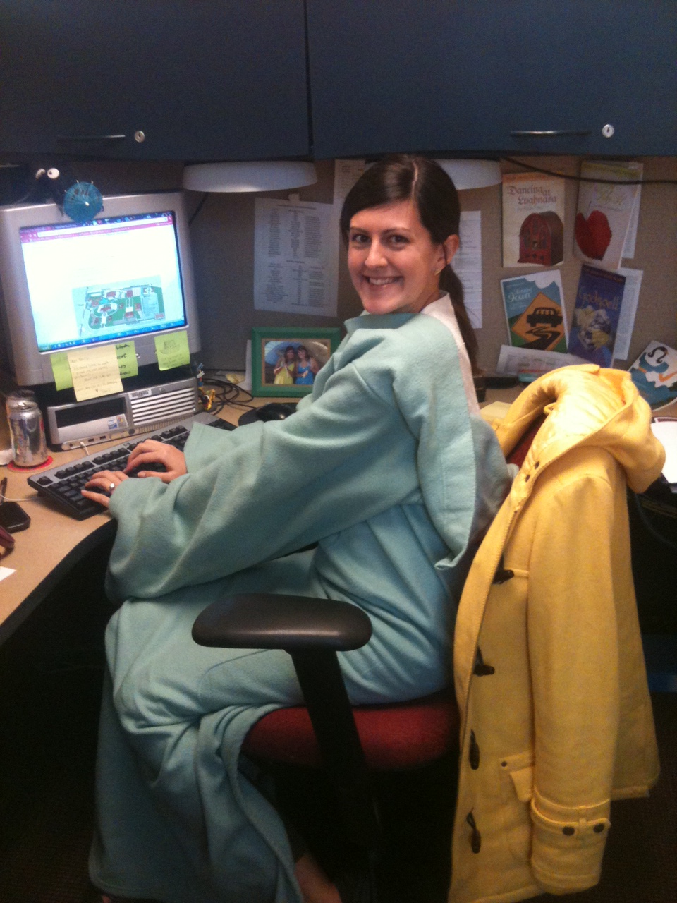 anything once. 38 wearing a snuggie at work