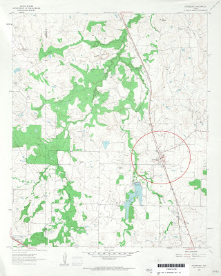 Topo map showng Stoneburg, Texas