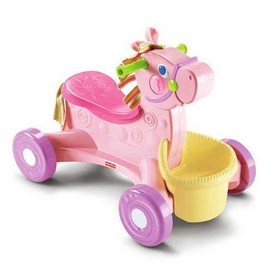 fisher price roll along musical pony