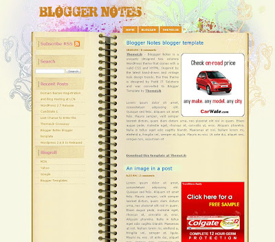 Blogger Notes Blogspot Skin