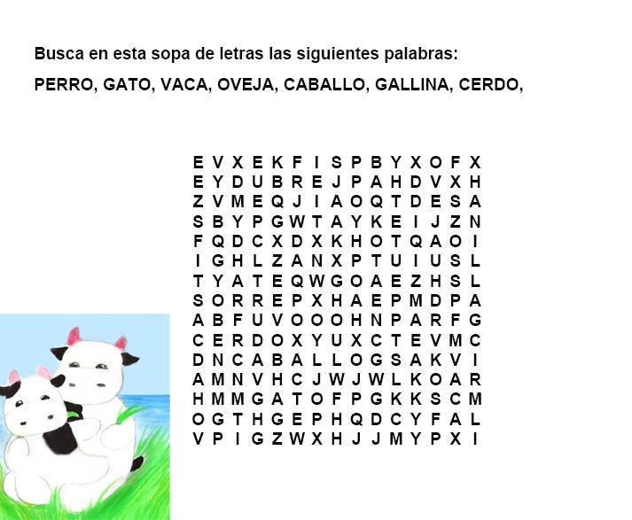 Chicos Infantes: SOPAS DE LETRAS PARA NIÑOS: LOS ANIMALES | Todo Para