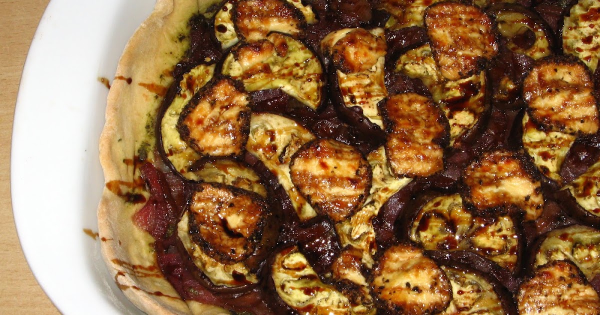 The Creative Pot Roast Aubergine Tart with Caramelised Red Onions