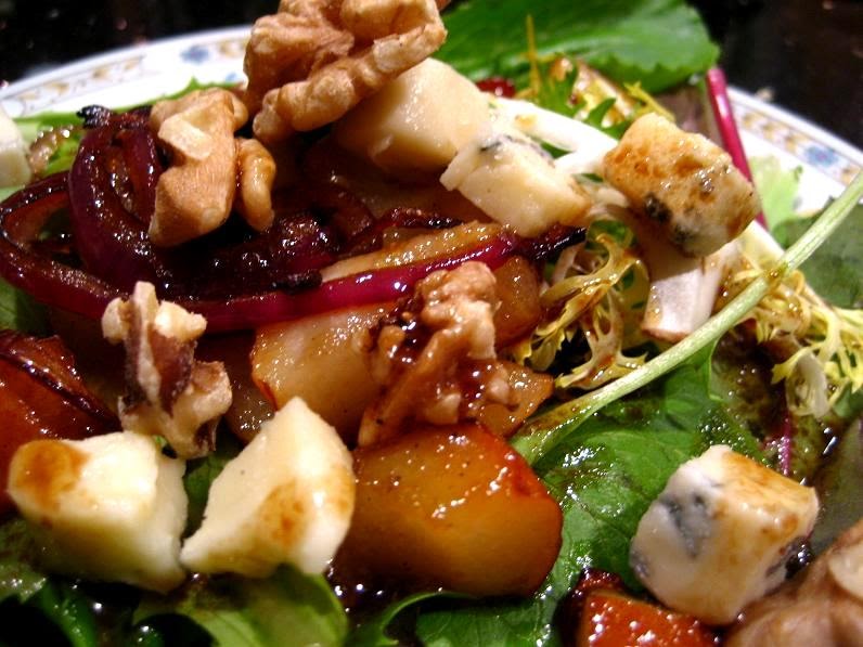 raspberry eggplant HoneyGlazed Bartlett Pear, and Walnut