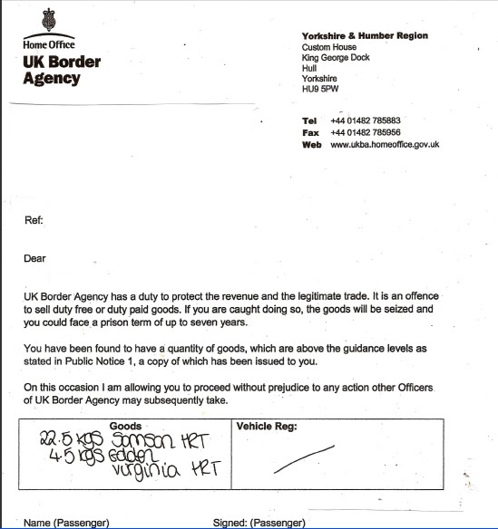 authorization letter ukba 27kg of tobacco 540 x 50gm pouches bought by eu shopper authorization letter ukba 27kg of tobacco 540 x 50gm pouches bought by eu shopper