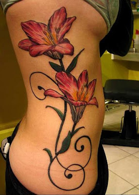 rib flower tattoo girls design
