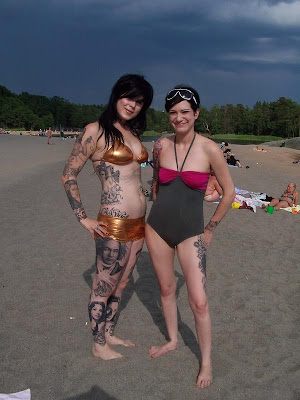 Sexy girls Show Tattoo Beachfront