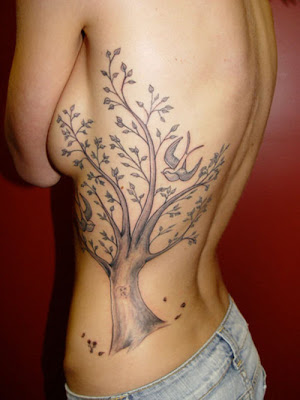 rib flower tattoo women sexy, rib star tattoo sexy popular, rib tree tattoo