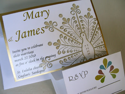 Luxury double sided Wedding Invitation Suites Pavoncella 1 Peacock