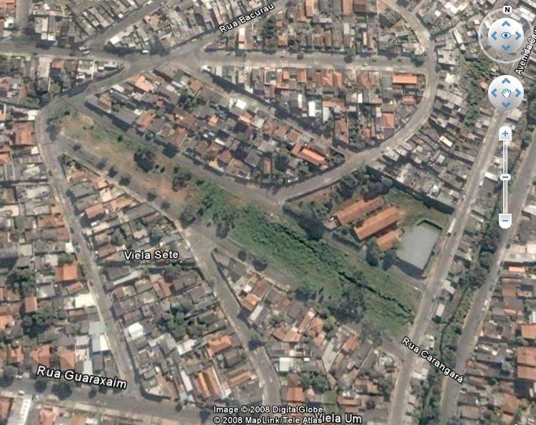 Imagem do Google Earth. Nossa localização no bairro.