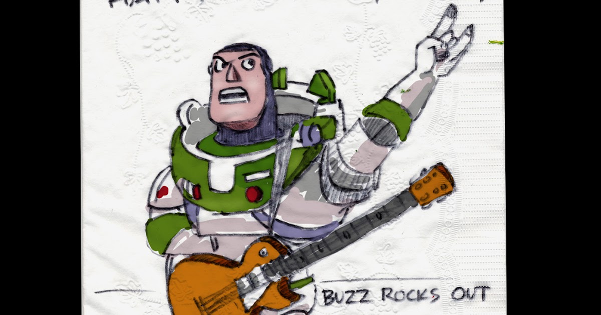 Lunch Napkin Art Buzz Lightyear Guitar Hero