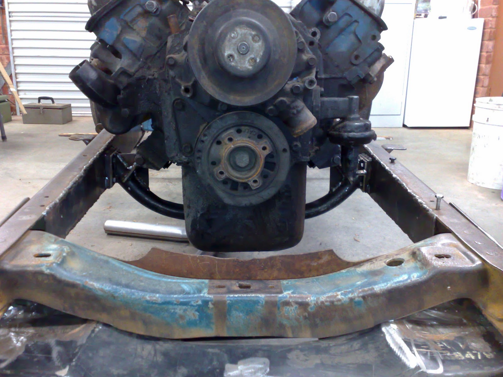 1930 Ford Model A Coupe build up K Member, Engine & Gearbox mount. 03