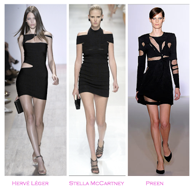 Parecidos razonables: Asimetrías: Hervé Léger by Max Azria (Primavera-verano 2009) - Stella McCartney (Primavera-verano 2009) - Preen (Invierno-otoño 2009/2010)