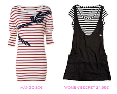 Comparativa precios: Vestidos rayas marineras: Mango 30€ vs Women'Secret 24,95€