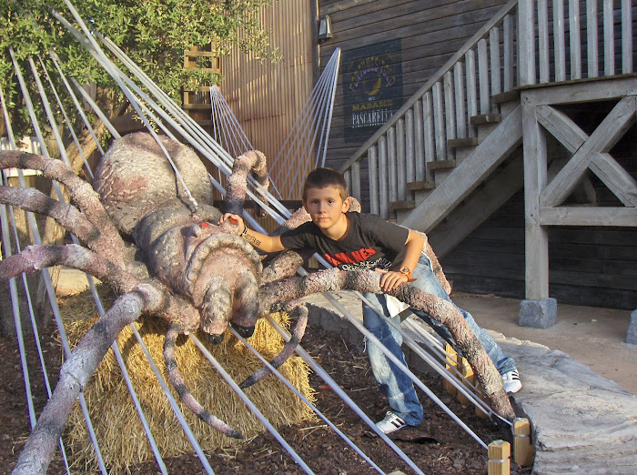 junto a una gigante araña