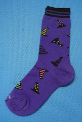 Halloween Witch Hats Purple Crew Socks