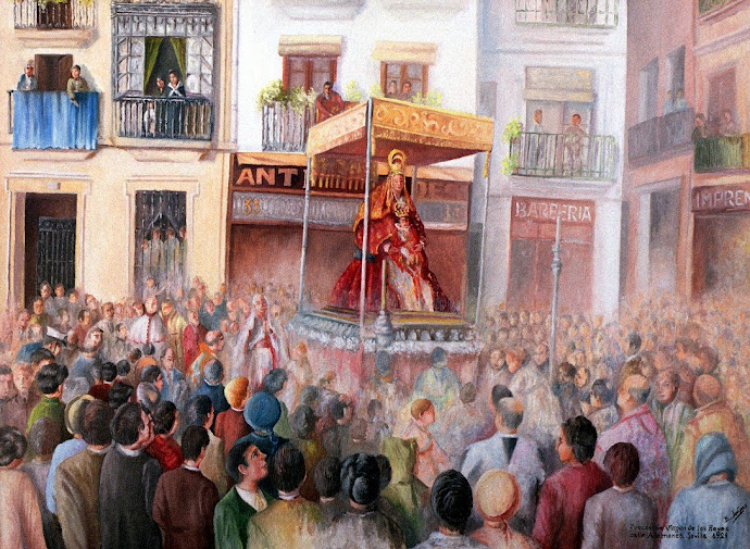 LA SEVILLA DE AYER. Virgen de los Reyes por calle Alemanes a principios del S. XX