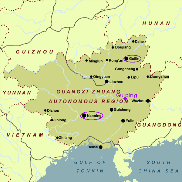 Guangxi Map - Province where Gianna is from