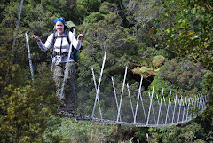 Erin on the cable bridge over Kauaeranga River