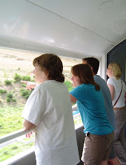 Enjoying the view from the train's observation car