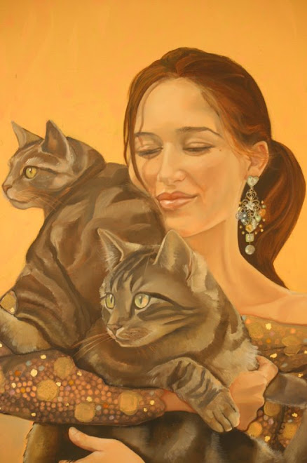 Détails du portrait d'Aude et ses chats
